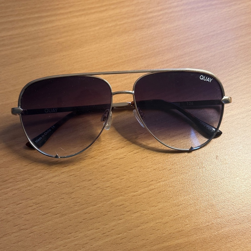 Quay Aviator Sunglasses in Silver with Gradient Smoke Lenses